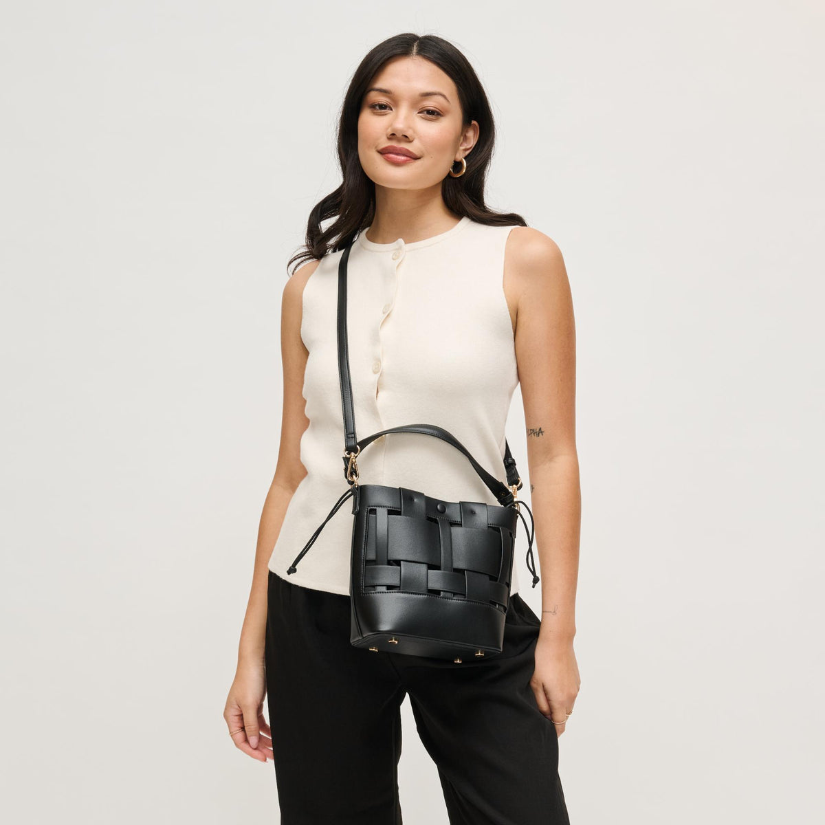 Woman wearing Black Urban Expressions Parker Crossbody 840504205446 View 2 | Black