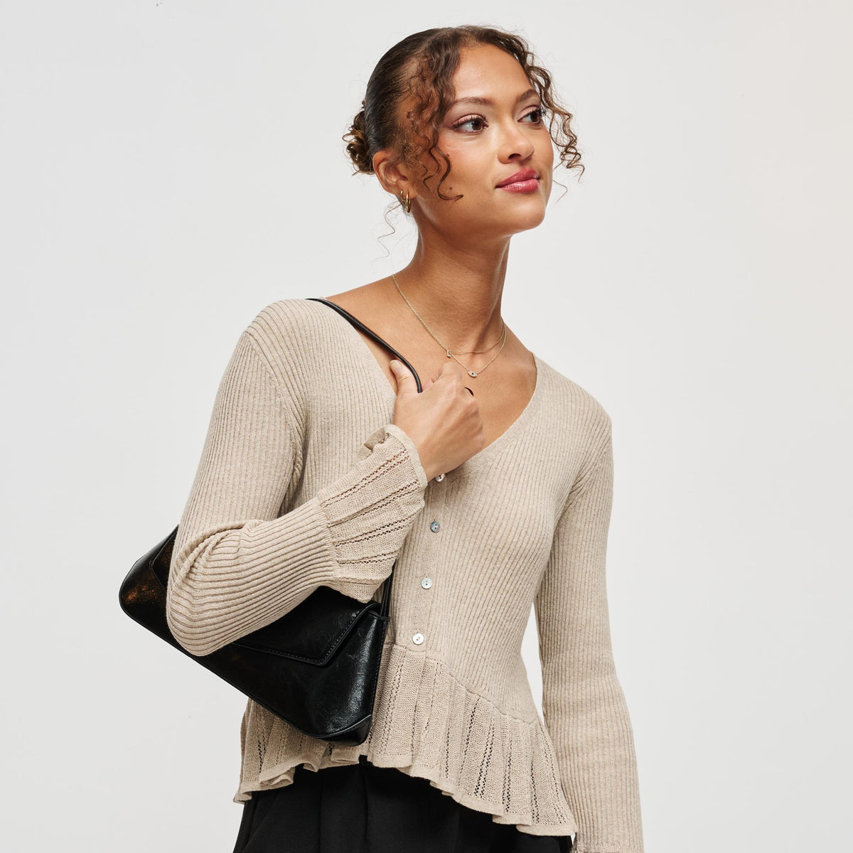 Woman wearing Black Urban Expressions Mett Shoulder Bag 840504212673 View 2 | Black