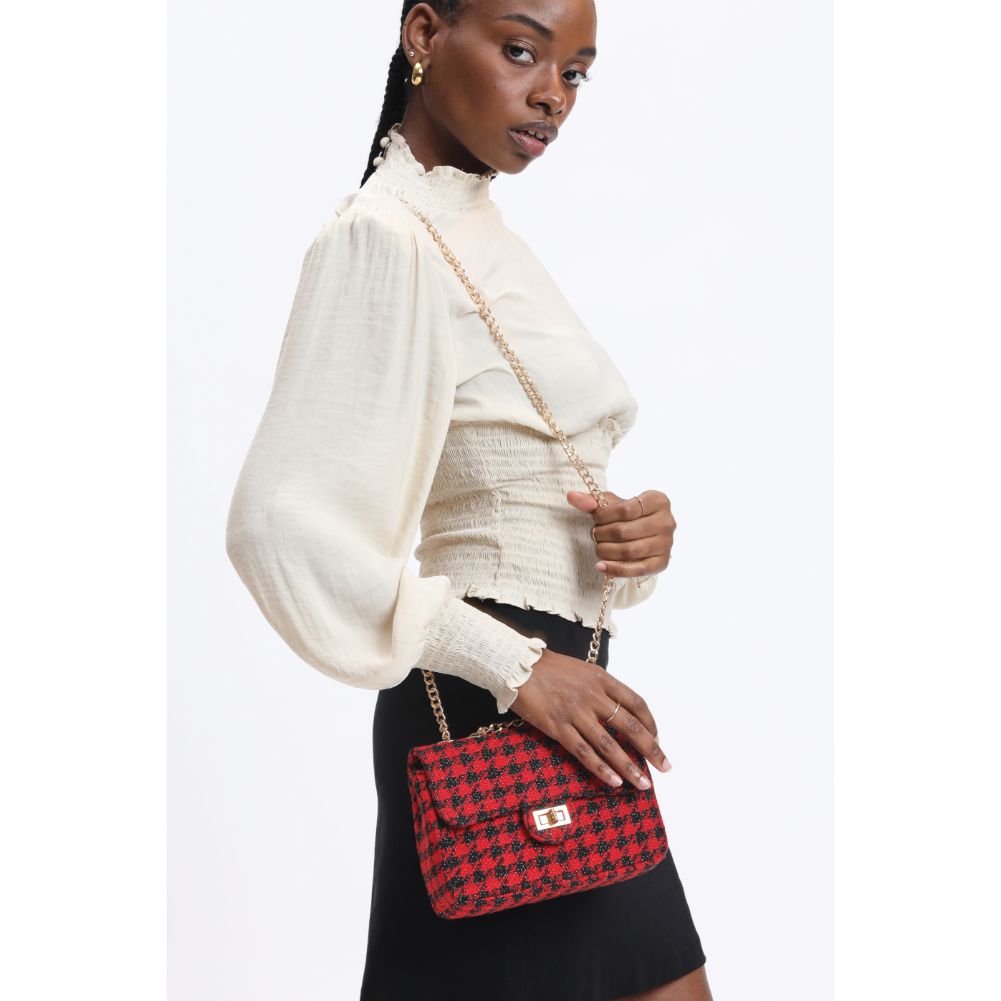 Woman wearing Red Black Urban Expressions Camille Crossbody 840611120588 View 2 | Red Black