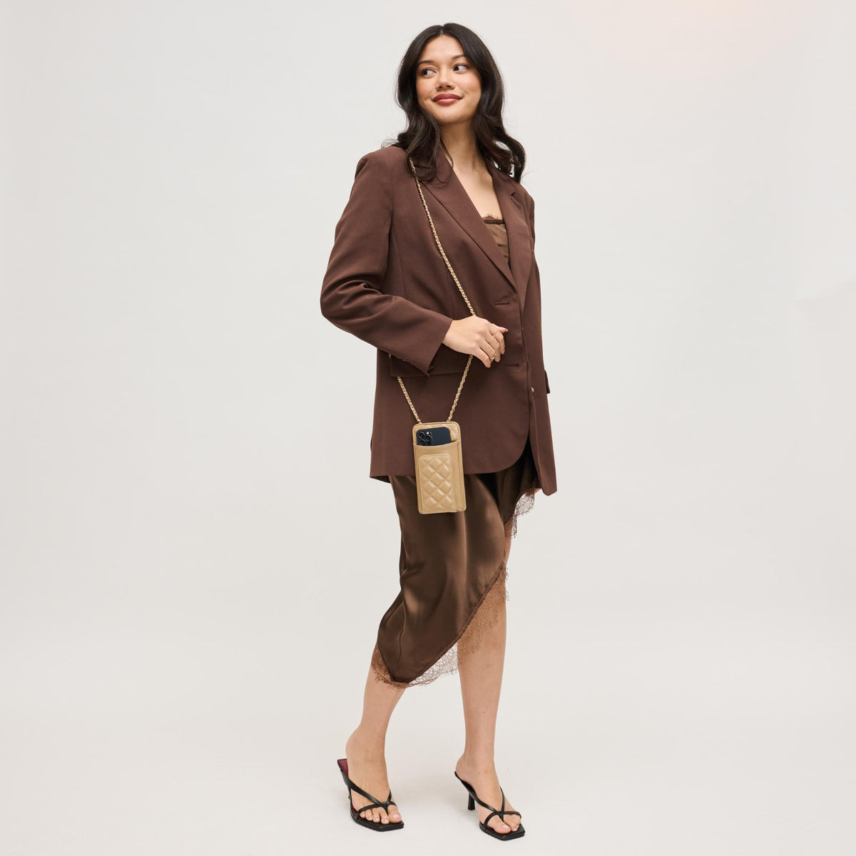 Woman wearing Natural Urban Expressions Brianna 2.0 Cell Phone Crossbody 840504203770 View 3 | Natural