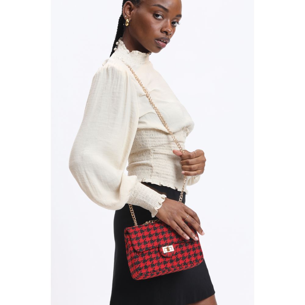 Woman wearing Red Black Urban Expressions Camille Shoulder Bag 840611120588 View 2 | Red Black