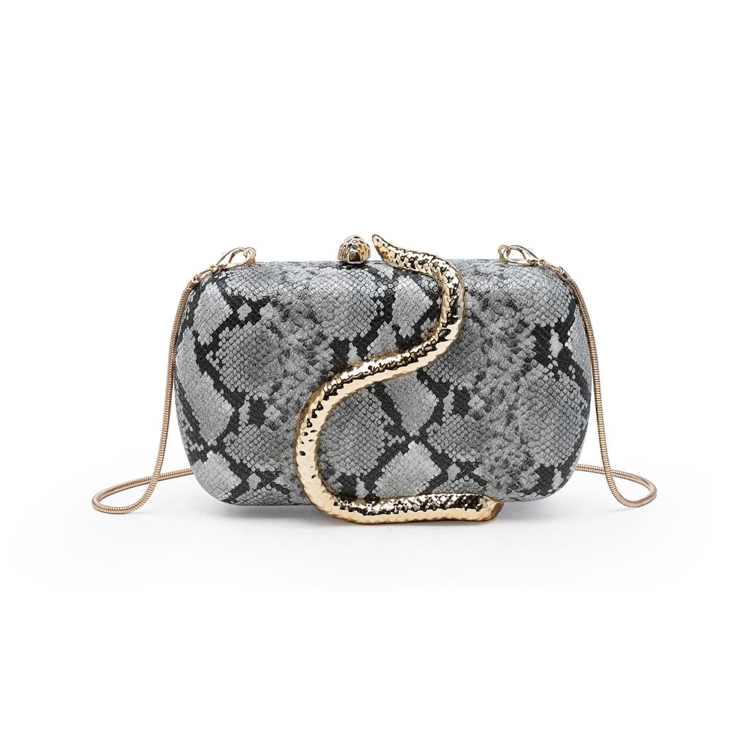 Urban Expressions Reputation-Snake Evening Bag 840504213007 View 1 | Black White