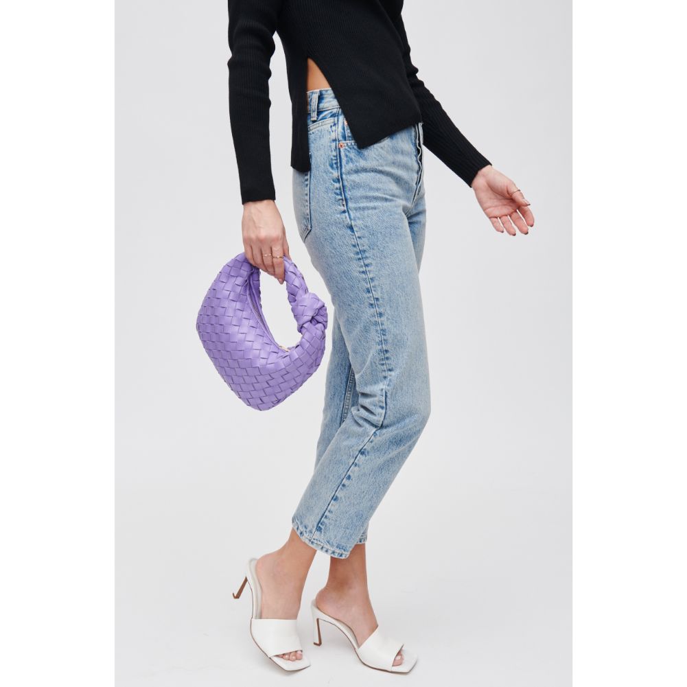 Woman wearing Orchid Urban Expressions Tracy - Woven Clutch 840611107824 View 2 | Orchid