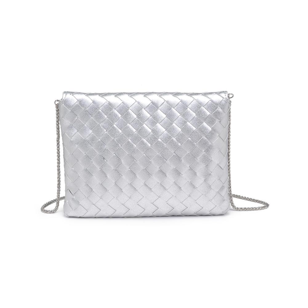 Woman wearing Silver Urban Expressions Ivy Clutch 840611133342 View 7 | Silver
