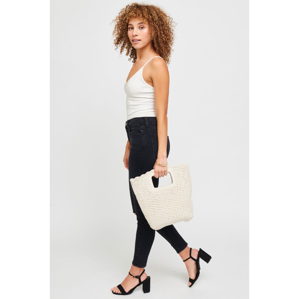 Woman wearing Ivory Urban Expressions Fiji Tote 840611182029 View 3 | Ivory