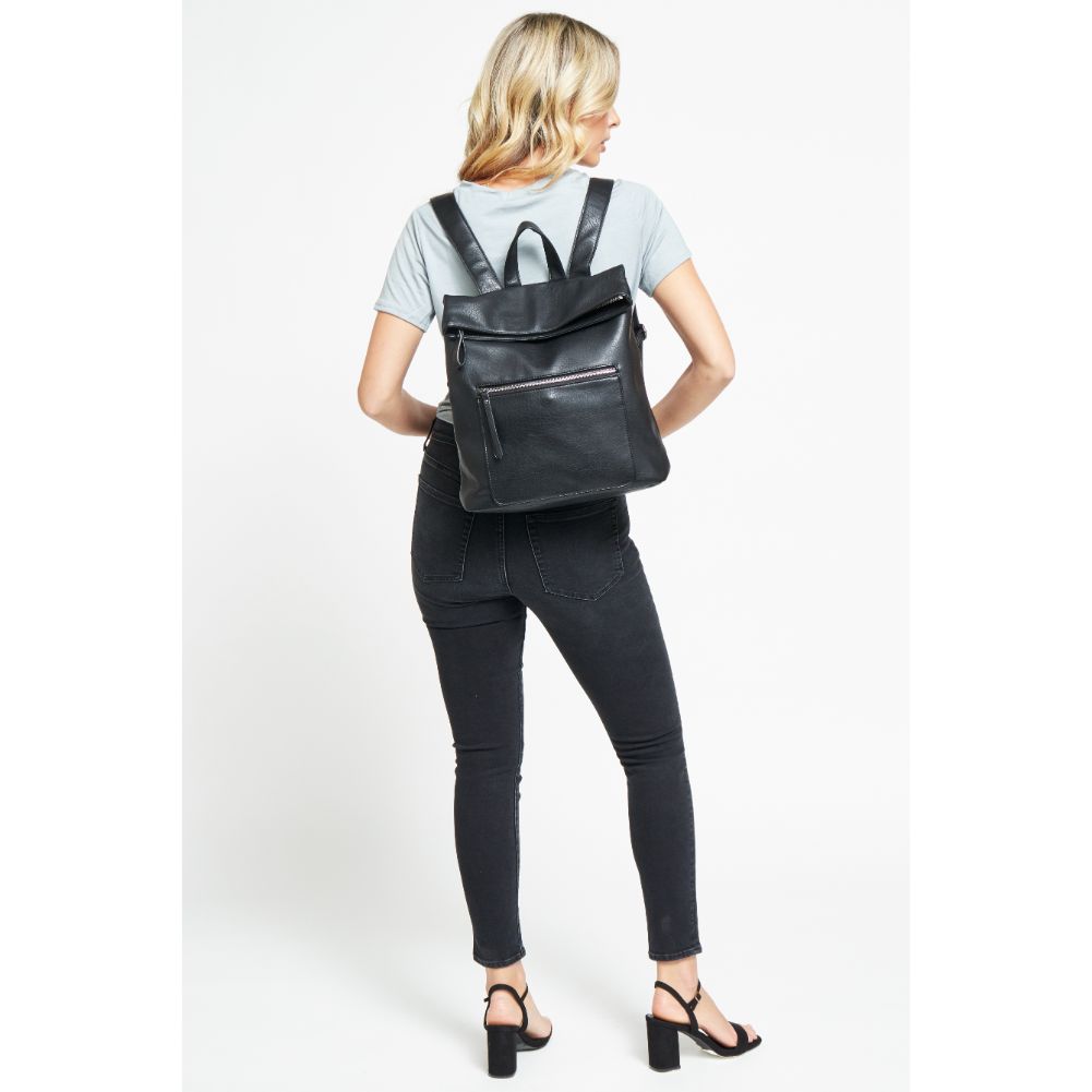 Woman wearing Black Urban Expressions Lennon Backpack 840611134806 View 3 | Black
