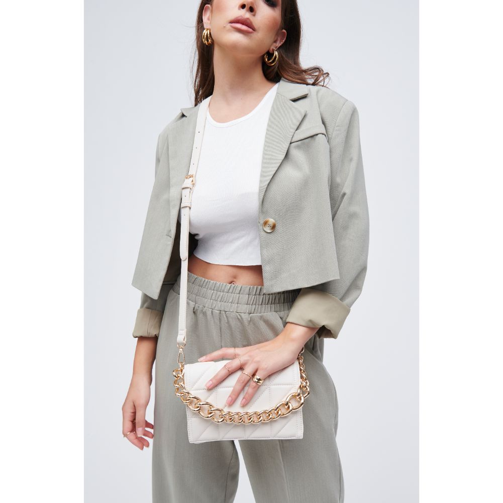 Woman wearing Oatmilk Urban Expressions Alani Crossbody 818209011495 View 1 | Oatmilk