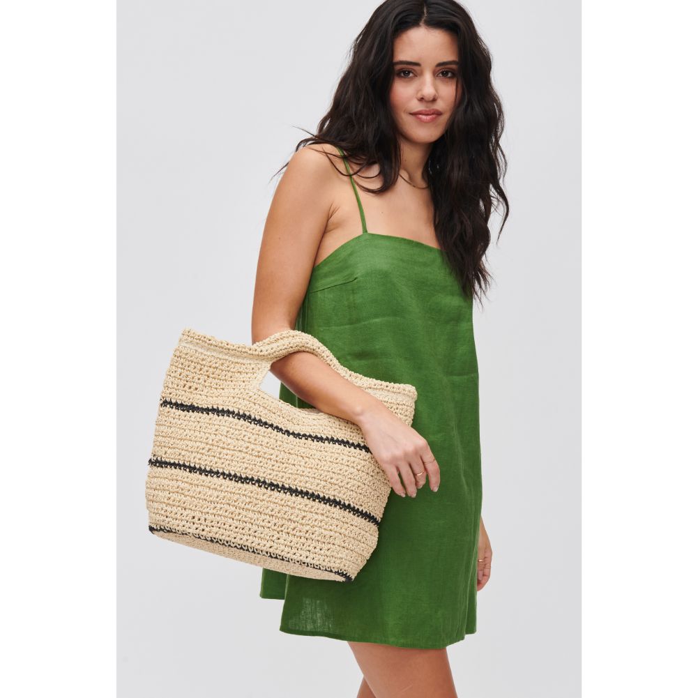 Woman wearing Natural Black Urban Expressions Cassius Tote 840611108470 View 1 | Natural Black