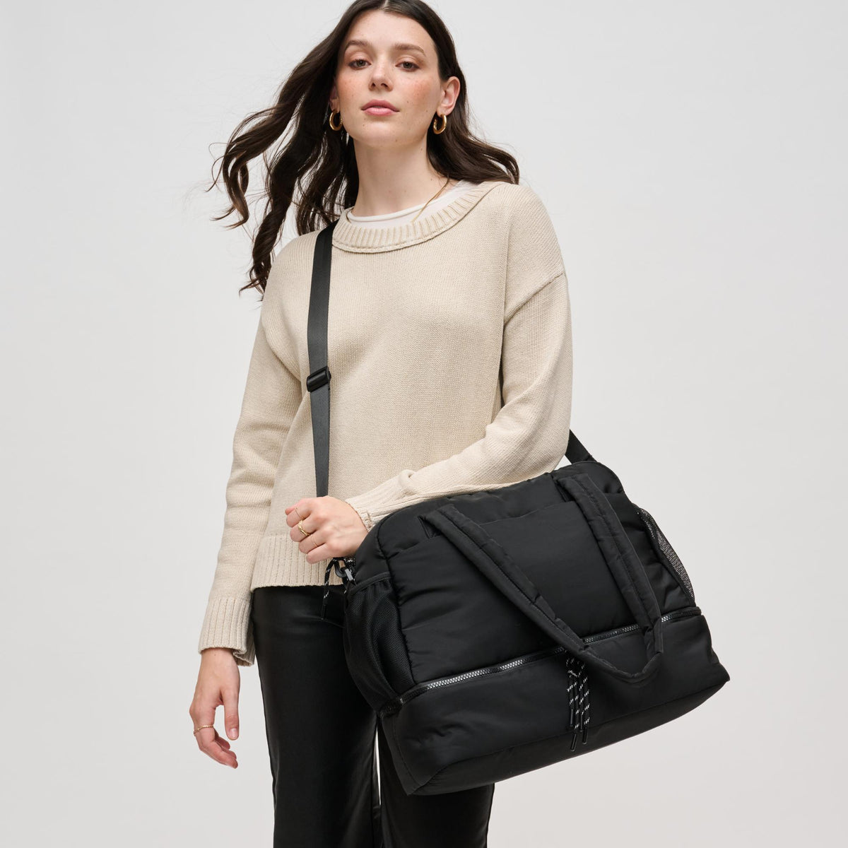 Woman wearing Black Urban Expressions Kris Tote 840611141255 View 3 | Black