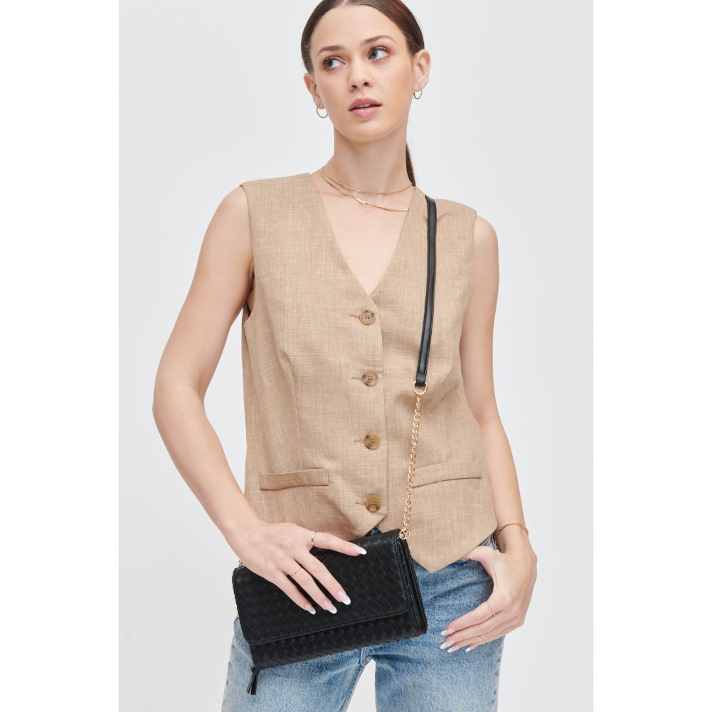 Woman wearing Black Urban Expressions Wallis Crossbody 840611107503 View 1 | Black