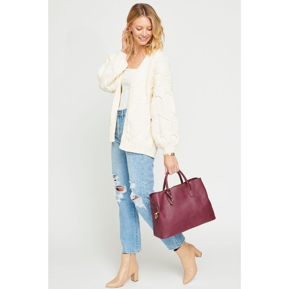 Woman wearing Burgundy Urban Expressions Chelsea Tote 840611154453 View 2 | Burgundy