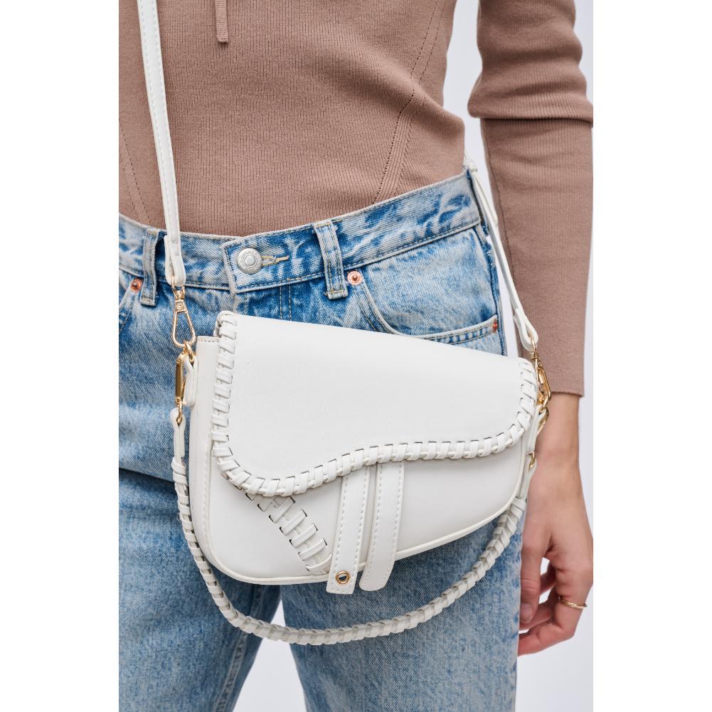 Woman wearing Ivory Urban Expressions Sloane Crossbody 840611121714 View 1 | Ivory