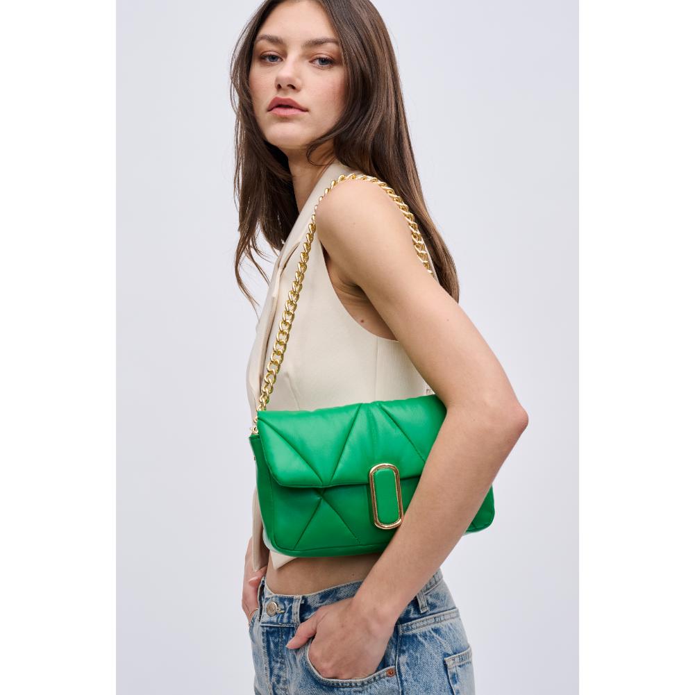 Woman wearing Kelly Green Urban Expressions Anderson Crossbody 840611121769 View 3 | Kelly Green