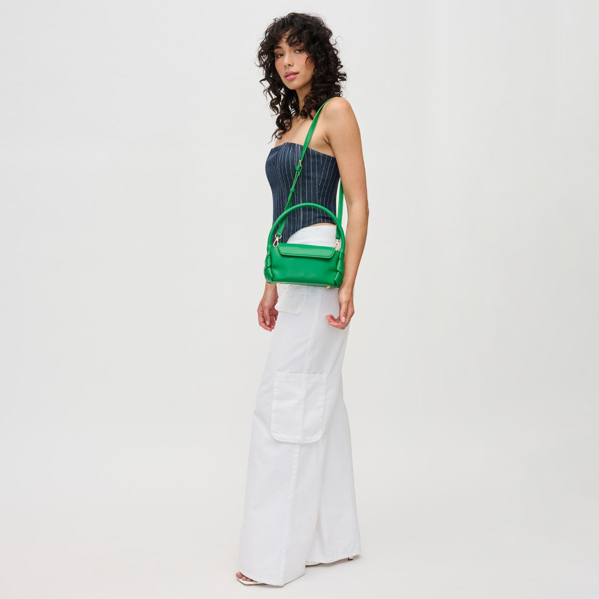 Woman wearing Green Urban Expressions Devin Crossbody 840611192059 View 3 | Green