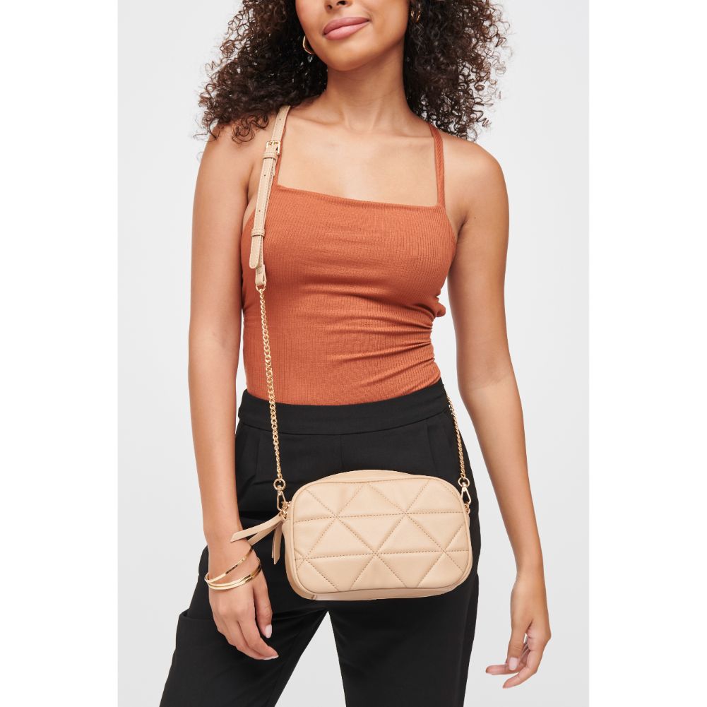 Woman wearing Latte Urban Expressions Petra Crossbody 840611184580 View 1 | Latte