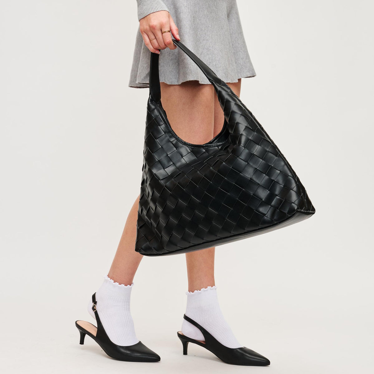 Woman wearing Black Urban Expressions Brooke Hobo 840611195722 View 3 | Black