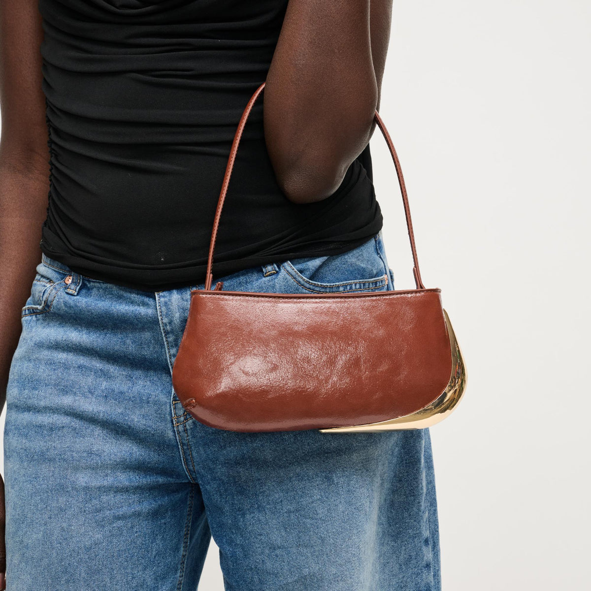 Woman wearing Chocolate Urban Expressions Cooper Shoulder Bag 840504205767 View 4 | Chocolate