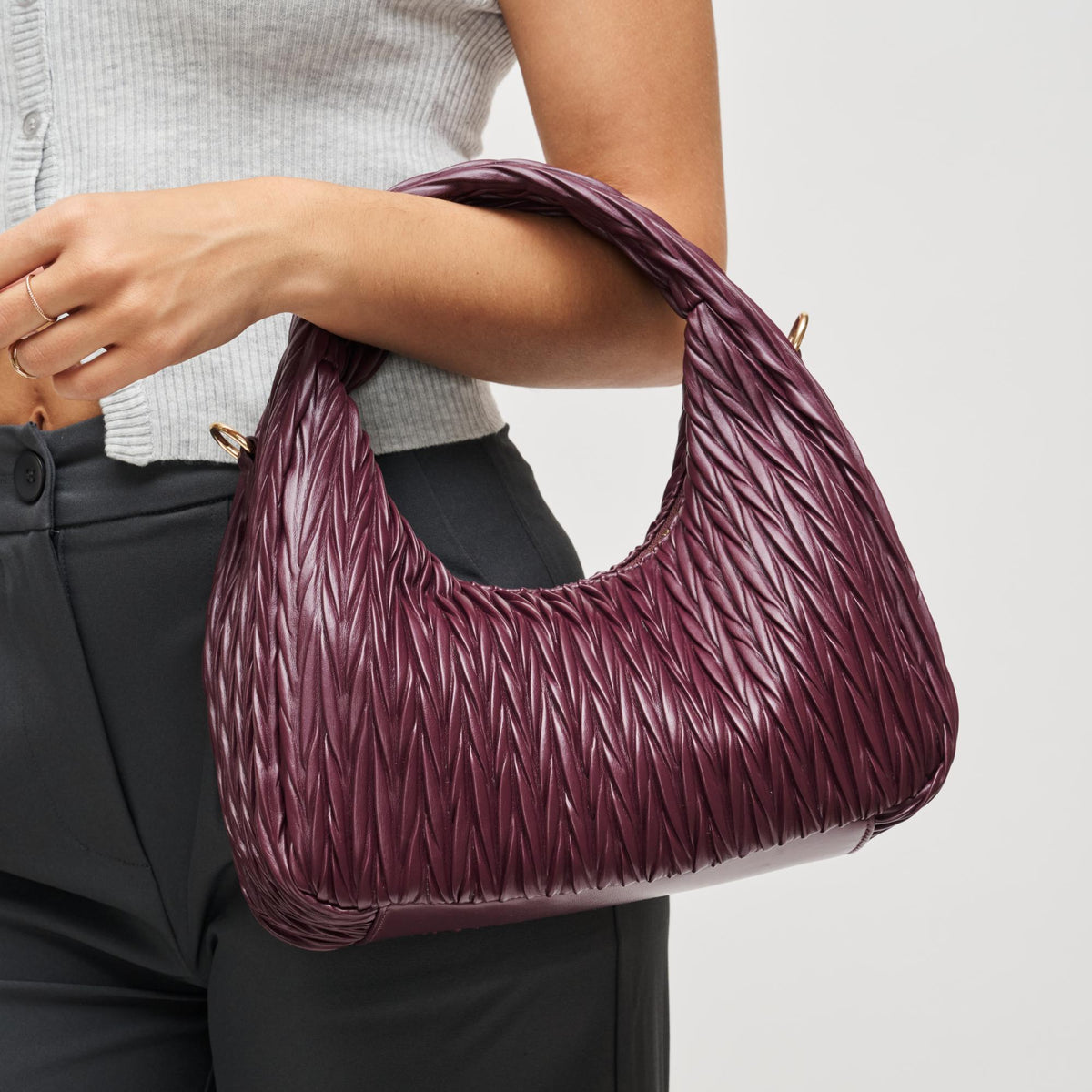 Woman wearing Wine Urban Expressions Amara Crossbody 840611198853 View 1 | Wine