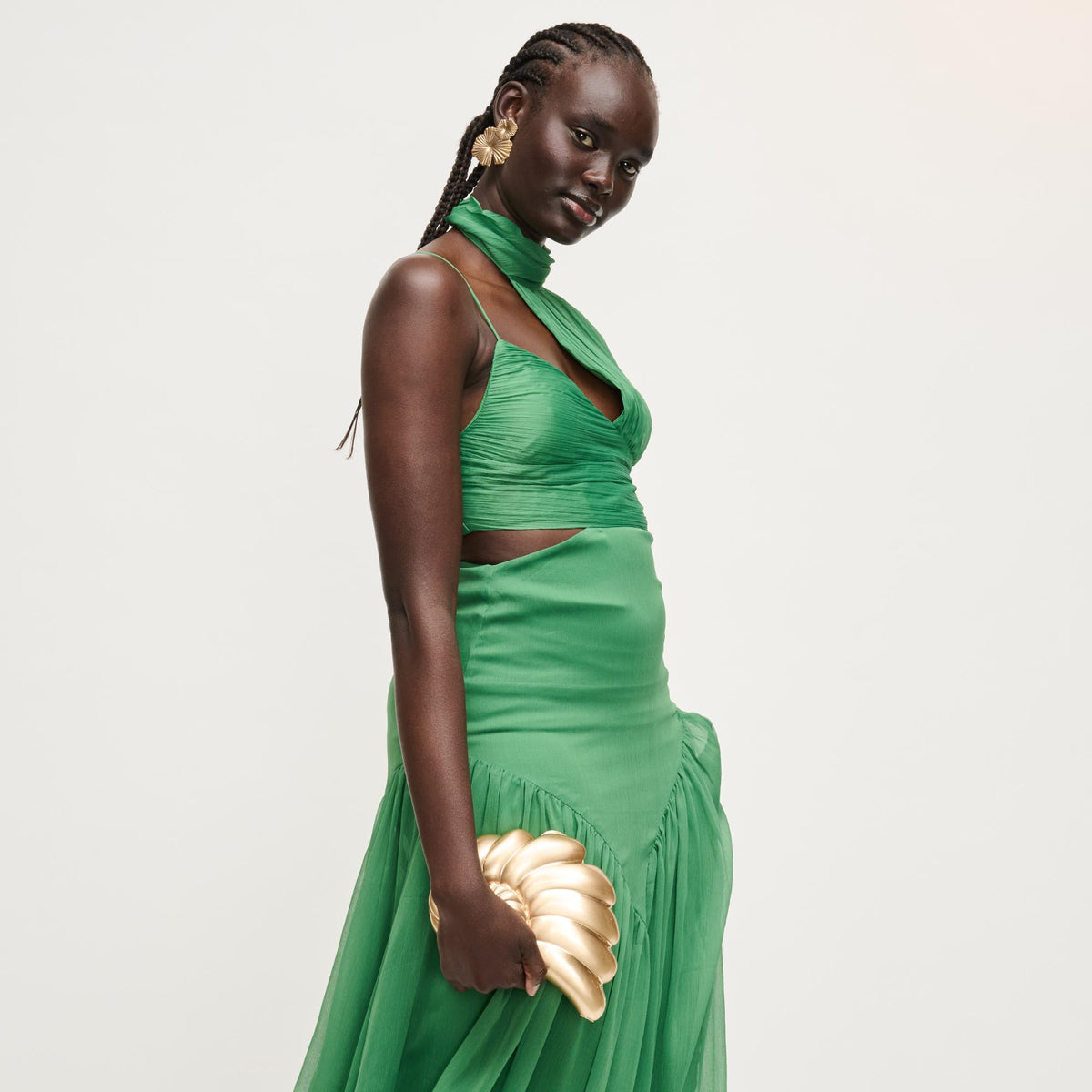 Woman wearing Gold Urban Expressions Isla Evening Bag 840504204814 View 4 | Gold