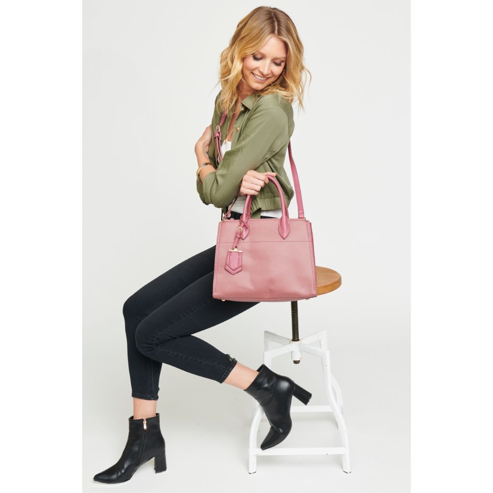 Woman wearing Mauve Urban Expressions Cooper Satchel NA-840611153555 View 4 | Mauve