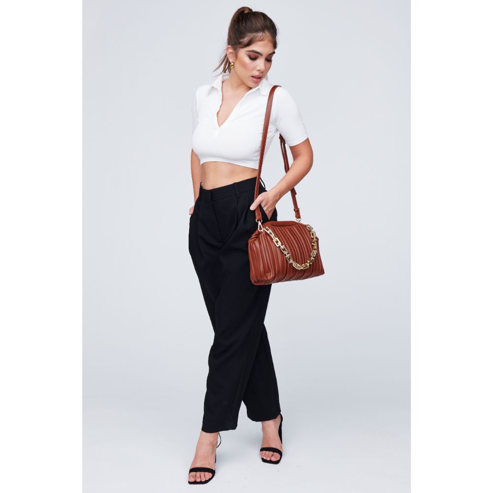 Woman wearing Tan Urban Expressions Rylee Crossbody 818209011976 View 3 | Tan