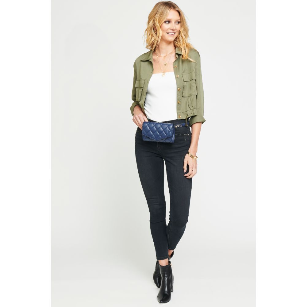 Woman wearing Navy Urban Expressions Rhythm Belt Bag NA-840611154378 View 3 | Navy