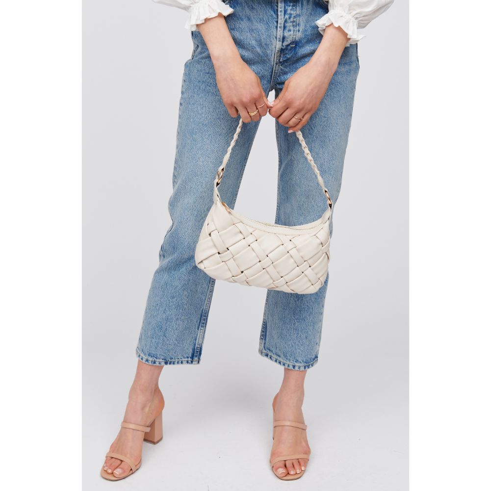 Woman wearing Oatmilk Urban Expressions Paulette Baguette 818209016438 View 1 | Oatmilk