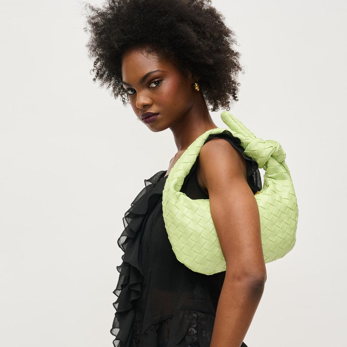 Woman wearing Pistachio Urban Expressions Lizbeth Clutch 840611148070 View 2 | Pistachio