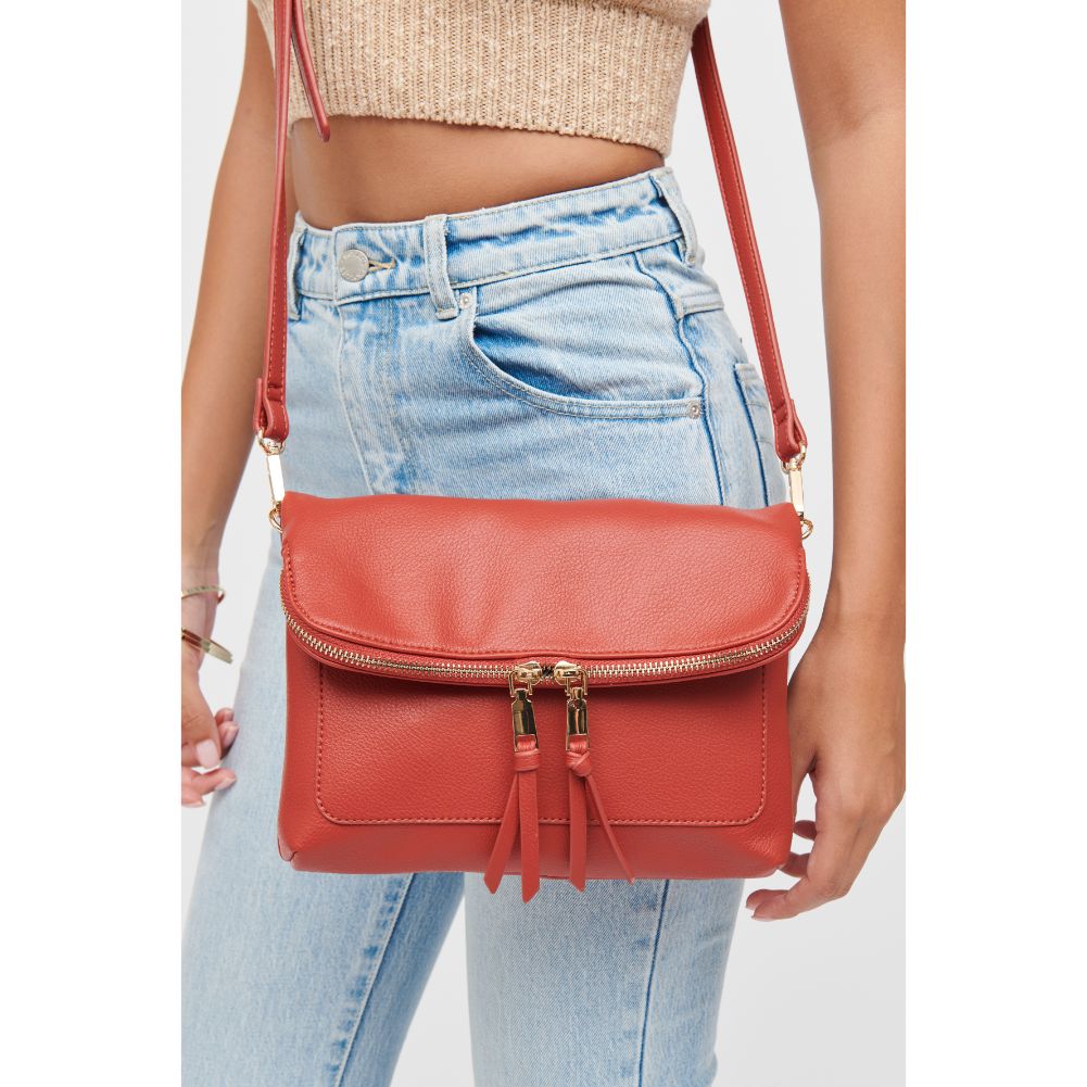 Woman wearing Rust Urban Expressions Debra Crossbody 840611184696 View 2 | Rust