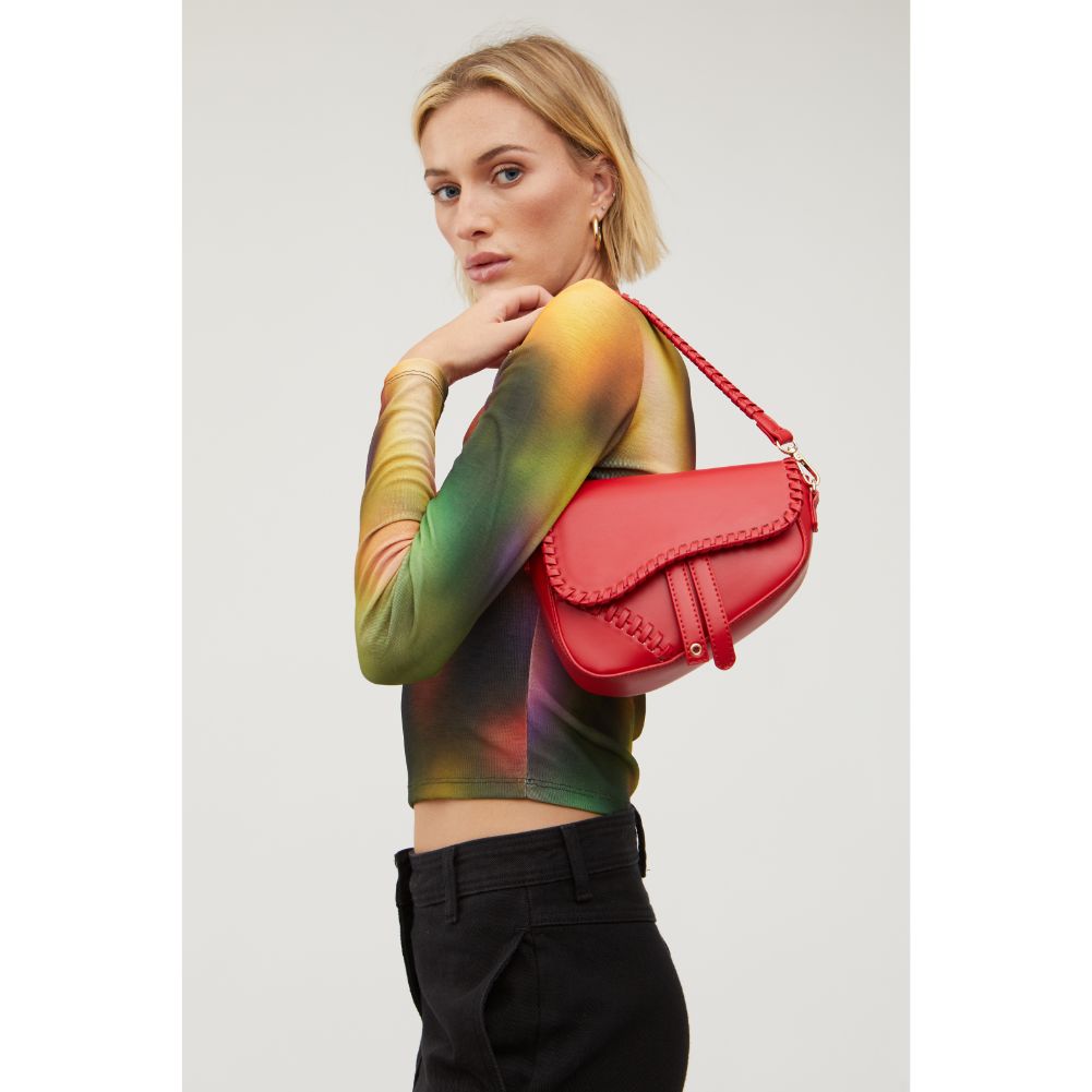 Woman wearing Red Urban Expressions Sloane Crossbody 840611109705 View 2 | Red