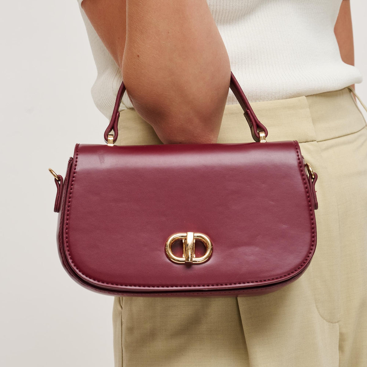 Woman wearing Wine Urban Expressions Nadine Crossbody 840611198815 View 1 | Wine