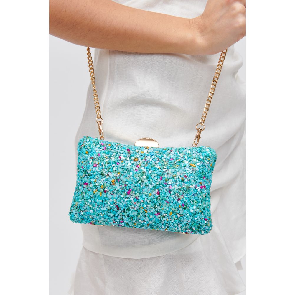 Woman wearing Blue Urban Expressions Shelley Evening Bag 840611118226 View 4 | Blue
