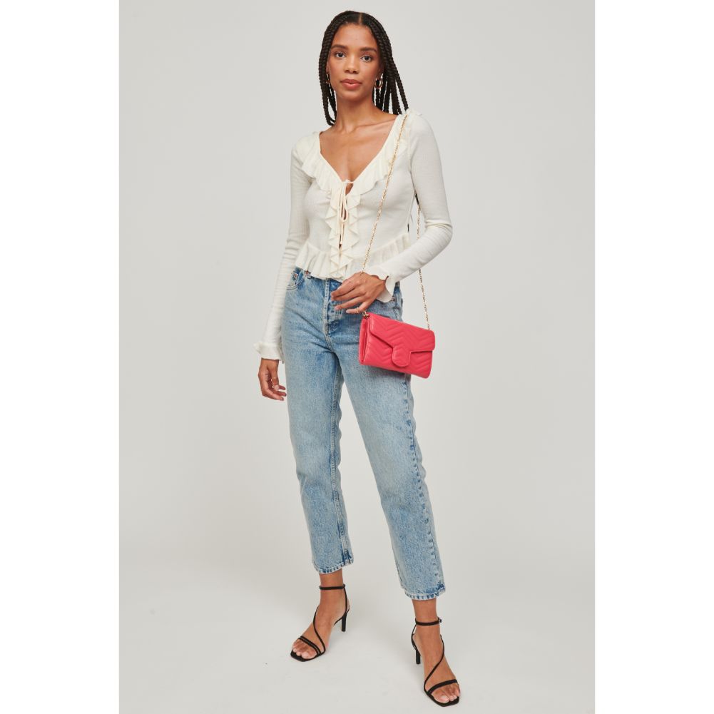 Woman wearing Raspberry Urban Expressions Gabriella Crossbody 840611110268 View 2 | Raspberry