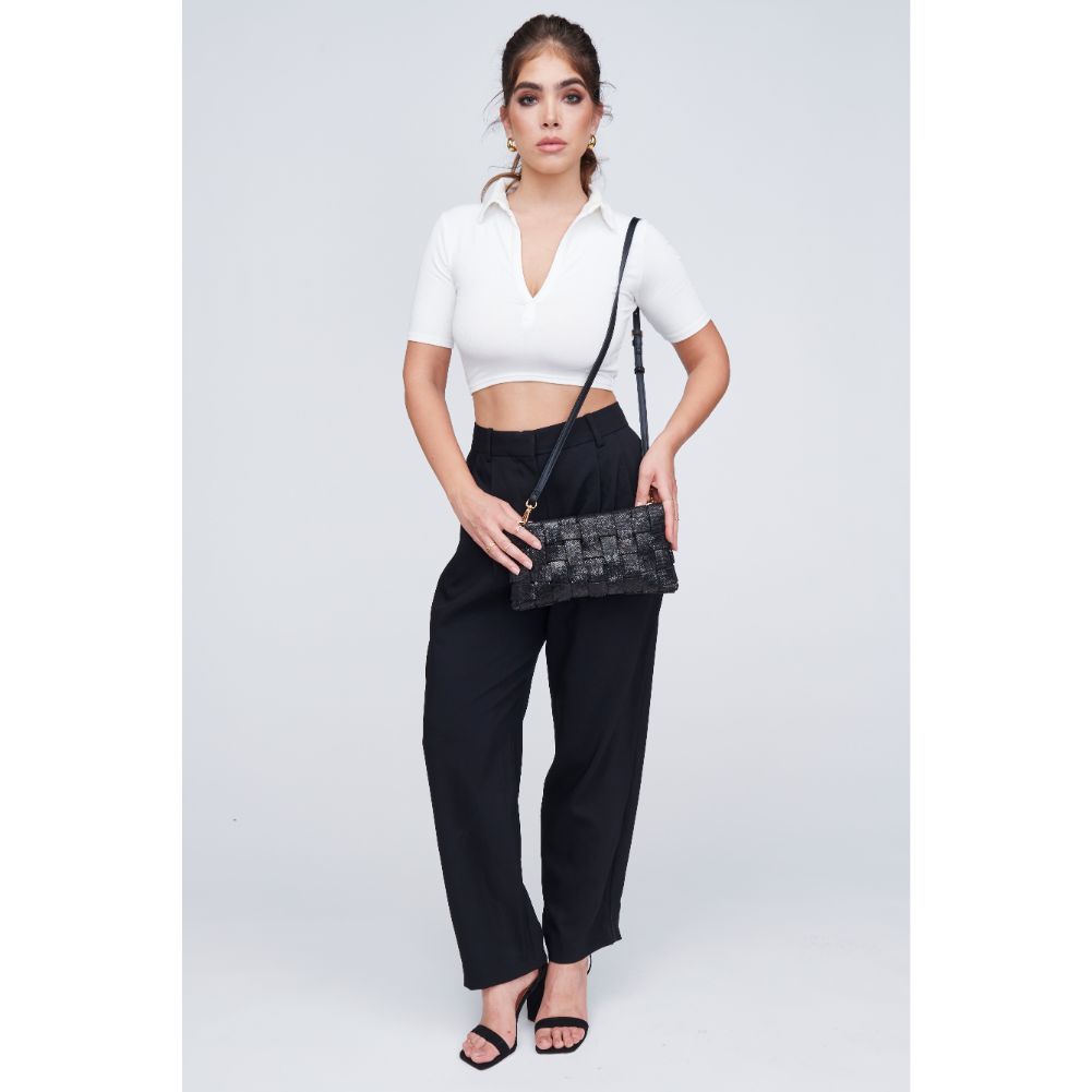 Woman wearing Black Urban Expressions Malika Clutch 818209010436 View 3 | Black