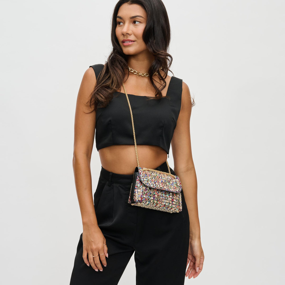 Woman wearing Multi Urban Expressions Katherine Evening Bag 840611128997 View 3 | Multi