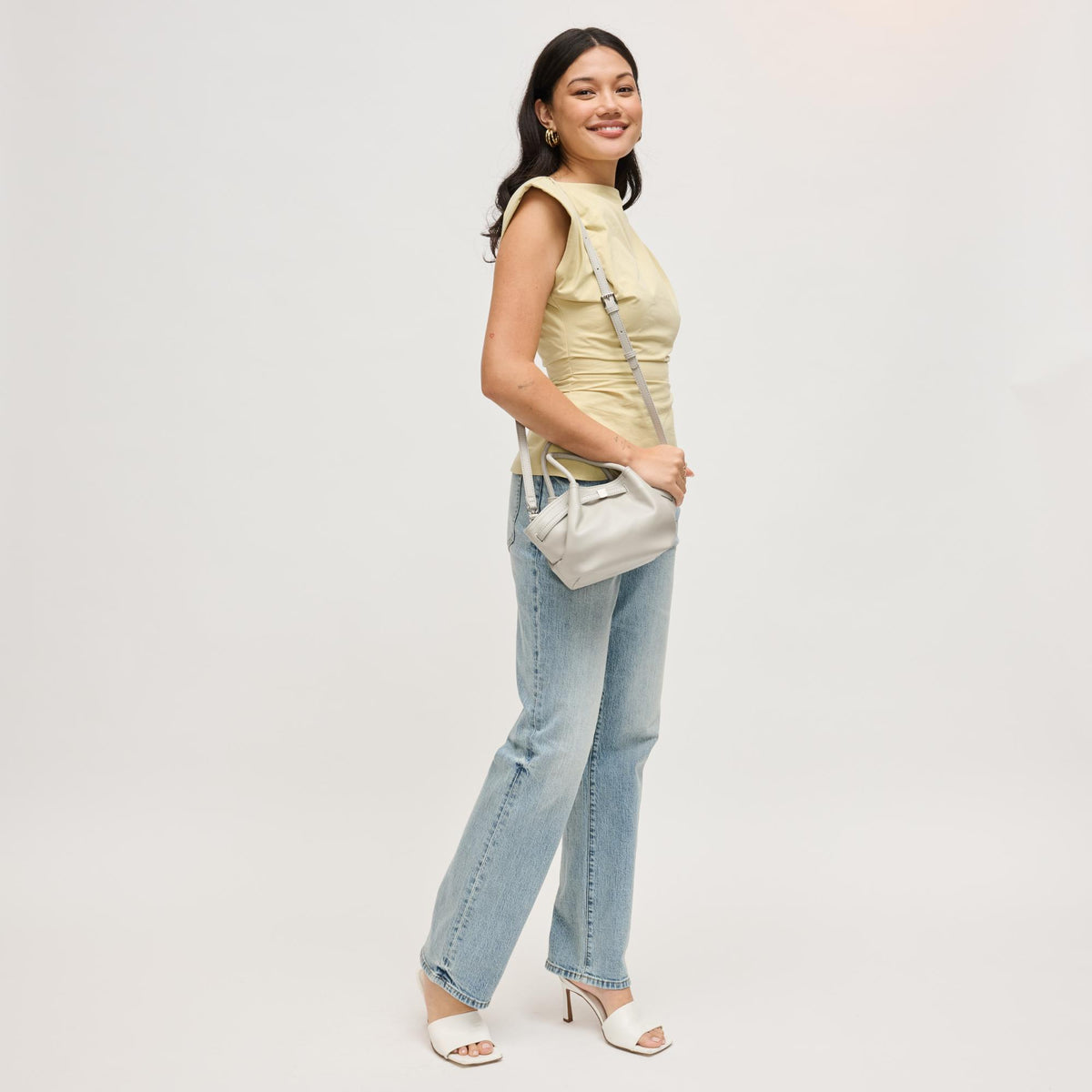 Woman wearing Grey Urban Expressions Selena - Color Pop Crossbody 840504204920 View 3 | Grey