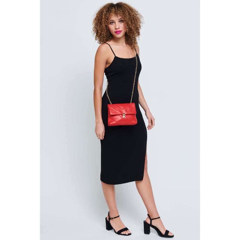 Woman wearing Red Urban Expressions Samantha Crossbody 840611178909 View 4 | Red