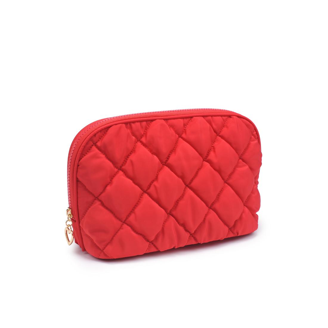 Urban Essentials Cloud Kiss - Quilted Puffer Nylon Cosmetic & Travel Organizer Dome Pouch 840611197122 View 6 | Red