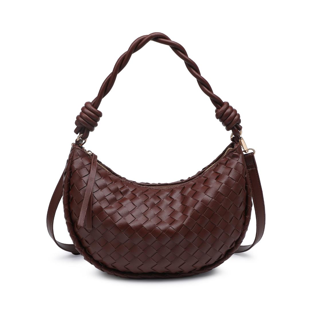 Woman wearing Chocolate Urban Expressions Violet Hobo 840504206597 View 5 | Chocolate