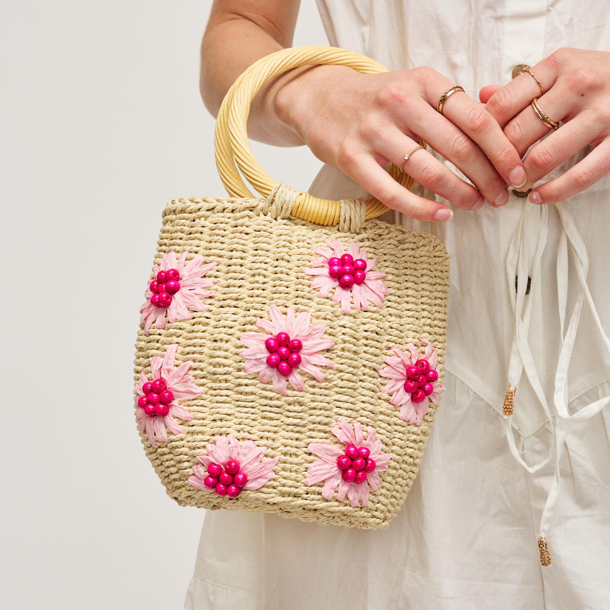 Woman wearing Ivory Urban Expressions Emaline Satchel 840611153043 View 1 | Ivory
