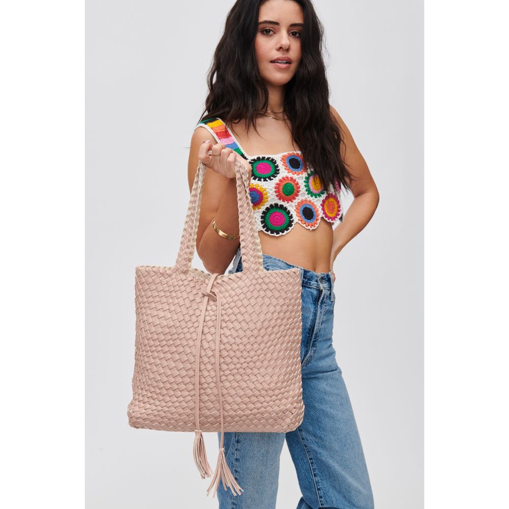 Woman wearing Ballerina Ivory Urban Expressions Wilhelmina Tote 840611105462 View 1 | Ballerina Ivory