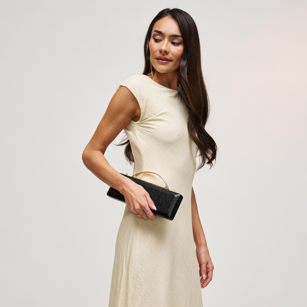 Woman wearing Black Urban Expressions Banks Clutch 840504212062 View 2 | Black