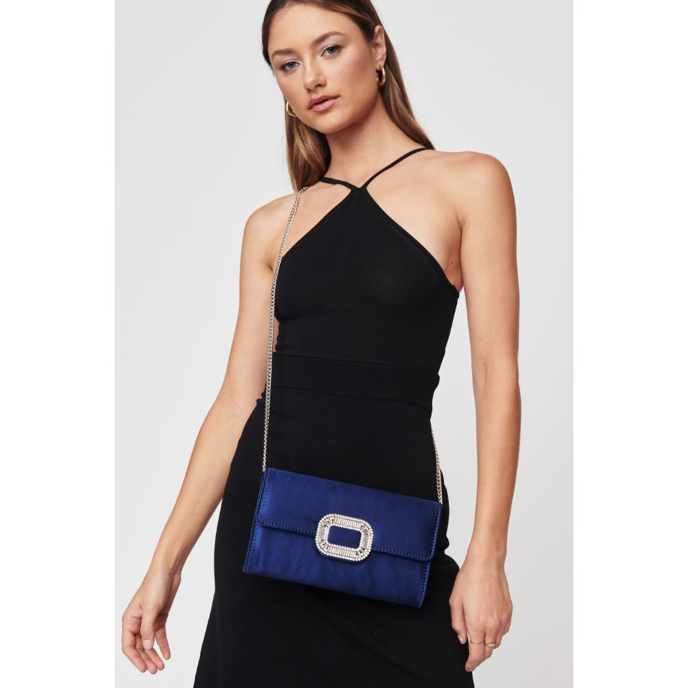 Woman wearing Navy Urban Expressions Skye Clutch 840611104281 View 4 | Navy