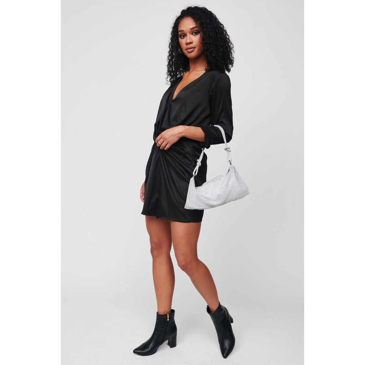 Woman wearing Silver Urban Expressions Paris Evening Bag 818209014434 View 3 | Silver