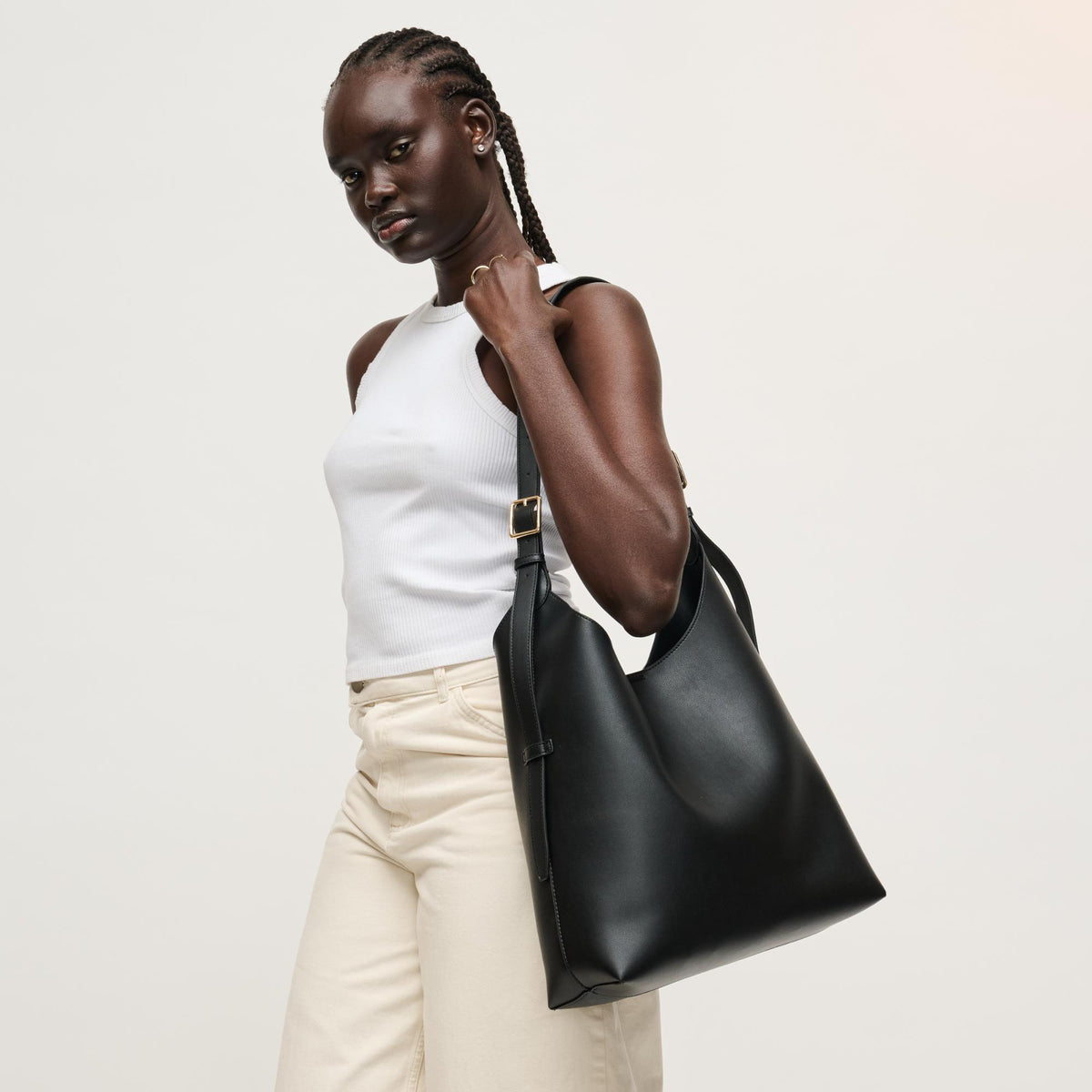 Woman wearing Black Urban Expressions Maria Hobo 840504206252 View 3 | Black