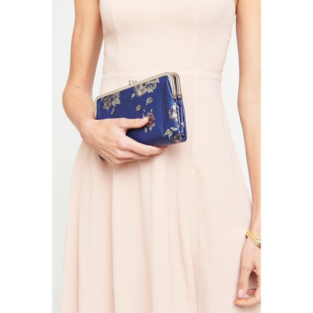 Woman wearing Navy Urban Expressions Sandra Floral Wallet 840611151667 View 1 | Navy