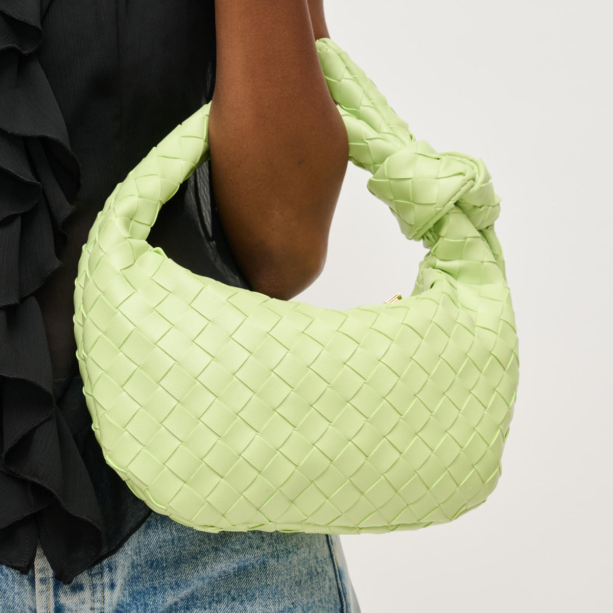 Woman wearing Pistachio Urban Expressions Lizbeth Clutch 840611148070 View 4 | Pistachio
