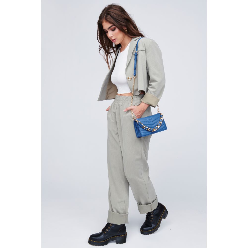 Woman wearing Denim Urban Expressions Genny - Chevron Stitch Crossbody 818209011112 View 3 | Denim