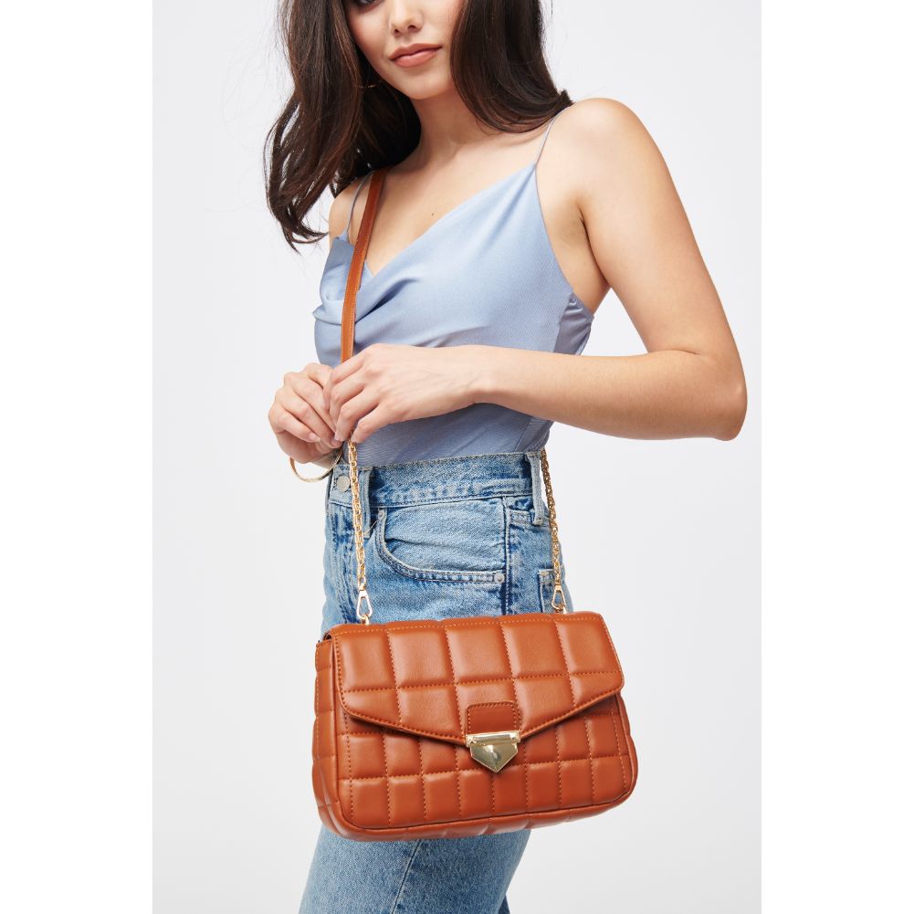 Woman wearing Tan Urban Expressions Patsy Crossbody 840611184559 View 1 | Tan