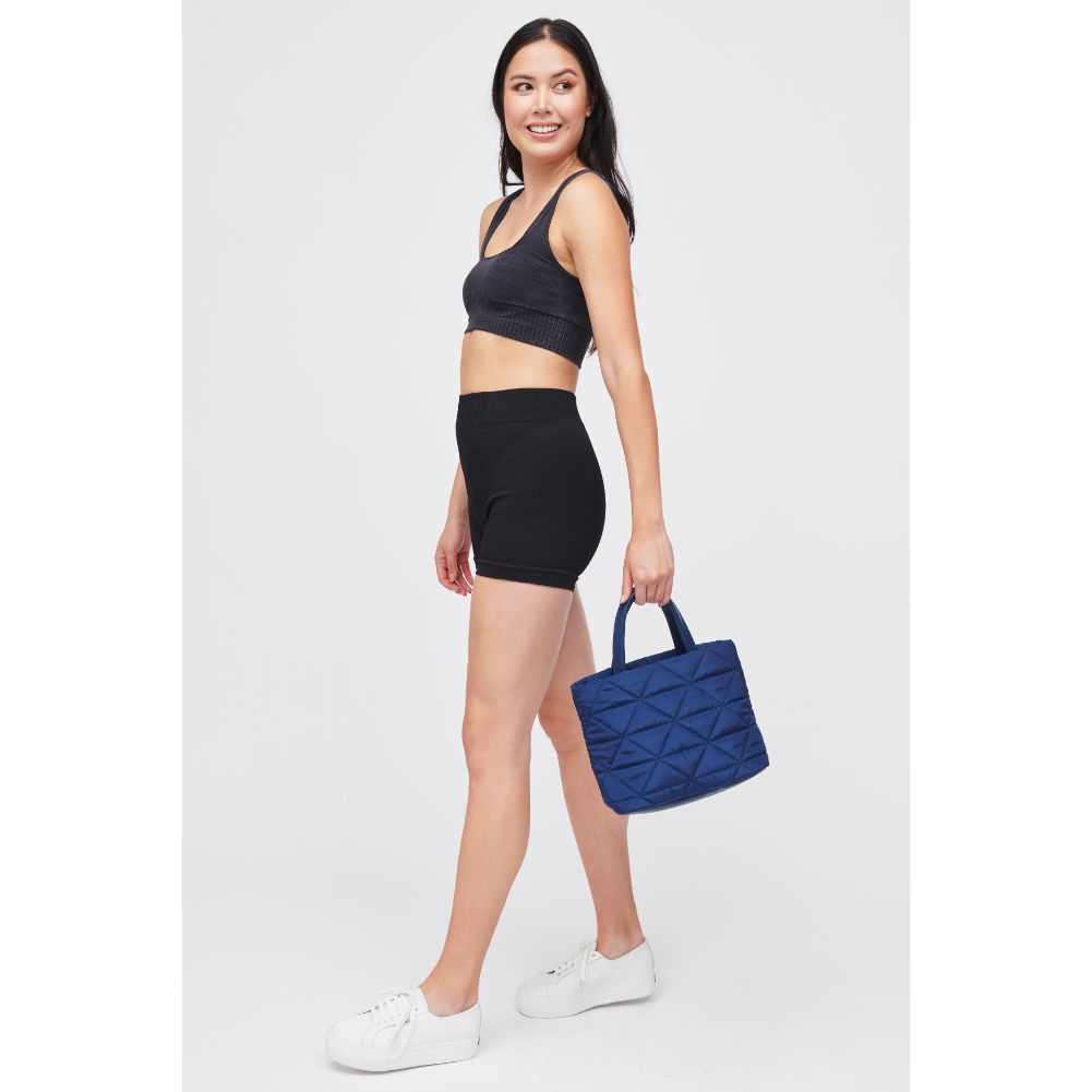 Woman wearing Navy Urban Expressions Reid Tote 840611184313 View 4 | Navy